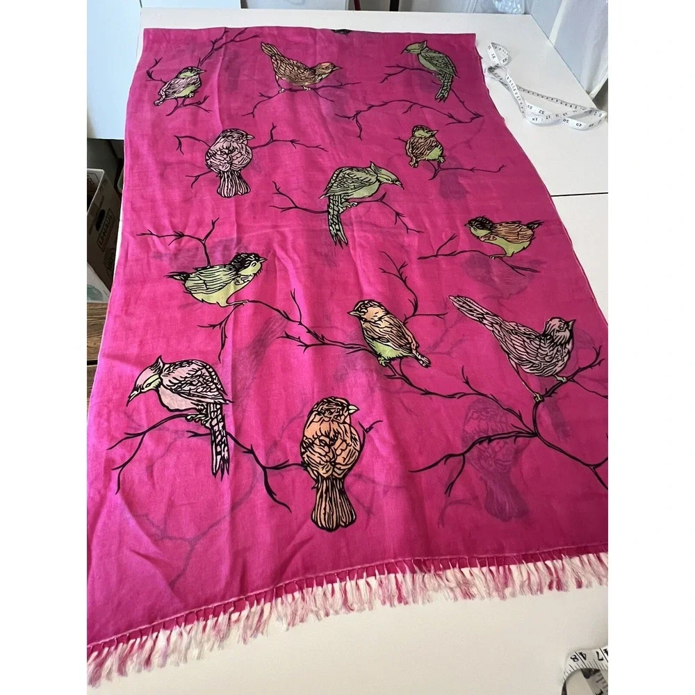 Cashmere Wrappings 100% Silk Wrap Bird Scarf Shawl 82